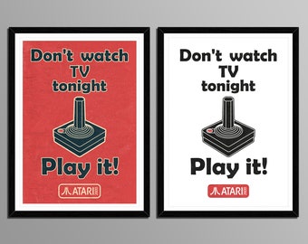 Play It, Wall Art, Wall Decor,  PRINTABLE POSTER, Digital Art, Game Room Decor, Retro Game Poster, Retro Game Console, Atari Joystick