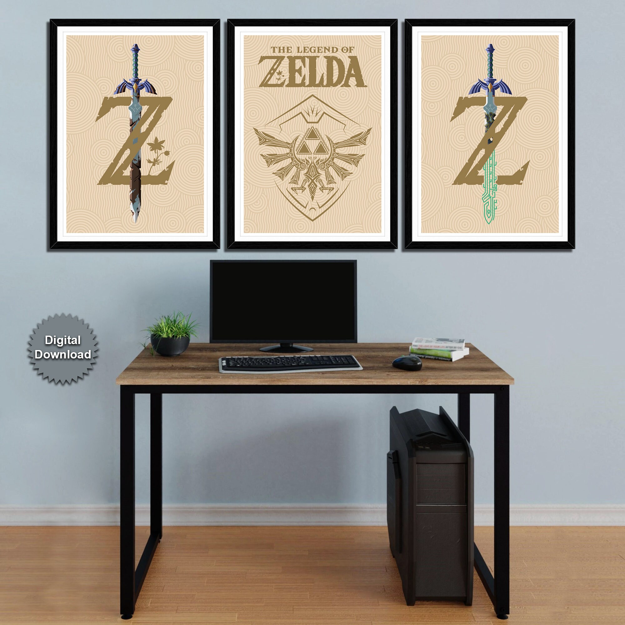 Minimalist Design Zelda Master Sword Poster. Printable Game Poster