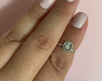 made to order sterling silver lucky horse shoe stamped stacking ring
