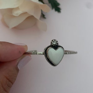 white magnesite sterling silver heart cuff bracelet