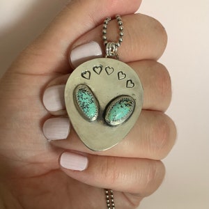 turquoise sterling silver alien pendant