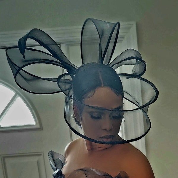 Halo Fascinator; Hat for Women; Tea Party Hat; Derby Hat; Fancy Hat; Wedding Hat, Crinoline Face Fascinator; Face Hat