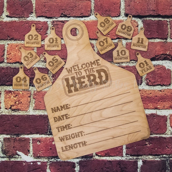 to the Herd Door Hanger and Monthly Milestone Cards Etsy