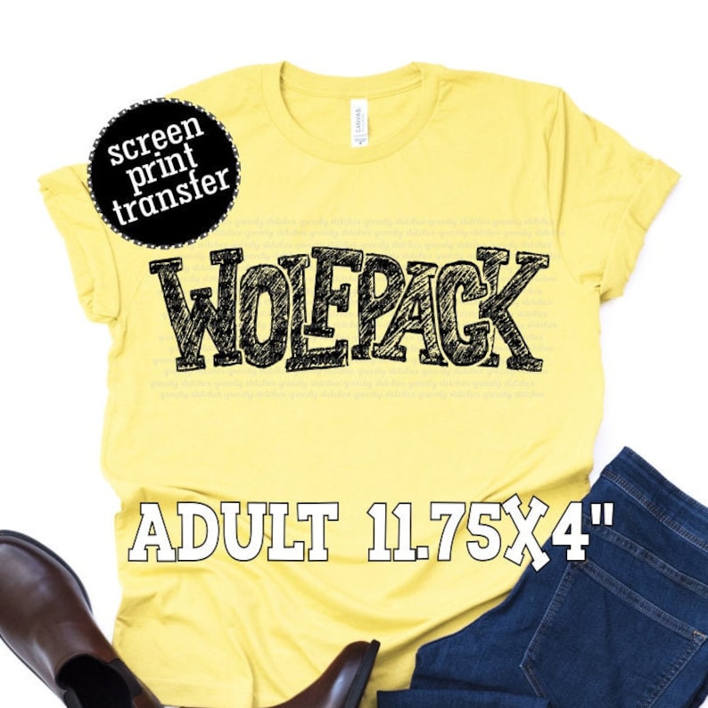 Wolfpack ADULT Screen Print Transfer | Wolfpack Mascot Screen Print ...
