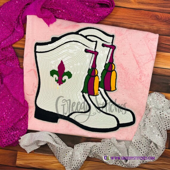 Sequin Mardi Gras Marching Boots Patch Mardi Gras Mardi Gras Patch