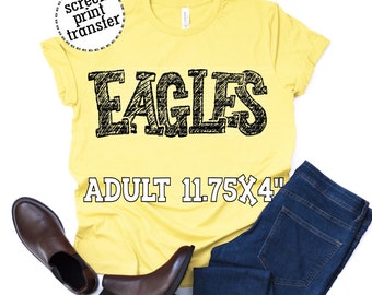 Eagles Scribble ADULT Screen Print Transfer | Eagles Mascot Screen Print | Mascot Heat Transfer | Eagles Screen Print | Eagles Heat Transfer