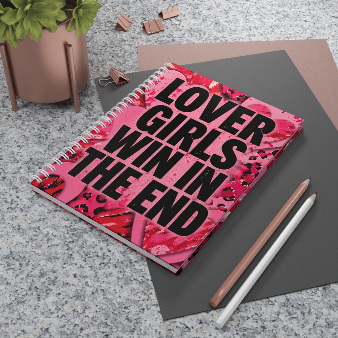 Lover Girls Win in the End Spiral Notebook | Pink Hearts Leopard ...