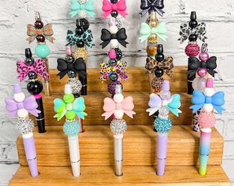 Coquette Bow | Beaded Pens | Office Supplies with Style | Leopard Print | Western | Summer