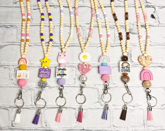 Hand-Beaded Motivational Lanyard | Breakaway Clasp | Kindness-Inspired Badge Holder | Counselor | Librarian | Teacher