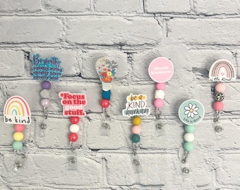 Be Kind | Life is Good | Motivational Beaded Badge Reel | Encouragement | Teacher | Office Staff | Nurse | Gift Idea