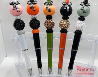 Fall Beaded Pens - Pumpkins with Bows