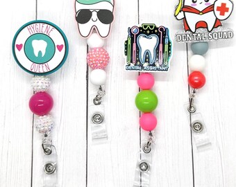 Dental | Beaded Badge Reel | Dentist | Assistant | Hygienist