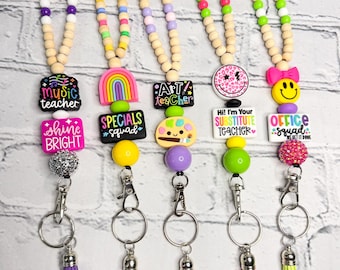 Specials Departments Beaded Lanyards | Substitute Teacher | Music | Art | Office Staff | SPED | Breakaway Clasp | School Badge Holder