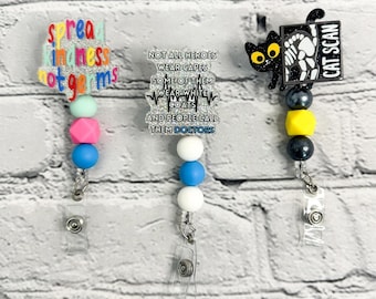 Medical Staff Badge Reel | Radiology | Beaded Badge Reel | Hospital Staff | Doctor | Kindness | ID Holder | Nurse