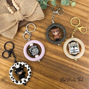 Western Themed Beaded Keychain - Highland Cow - Country Music