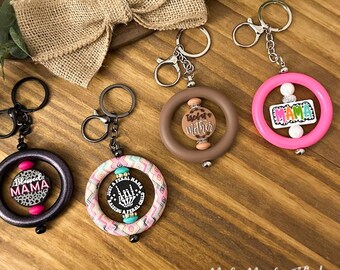 Mama Themed Beaded Keychain - Blessed Mama - Feral - Tired as a Mother - Mama