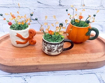 Mini Beaded Flower Arrangement | Cozy Fall Decor | Handmade Glass Bead Flowers