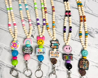 Mental Health Worker Beaded Lanyards | Social Worker | Counselor | Therapist | Breakaway Clasp | School Badge Holder