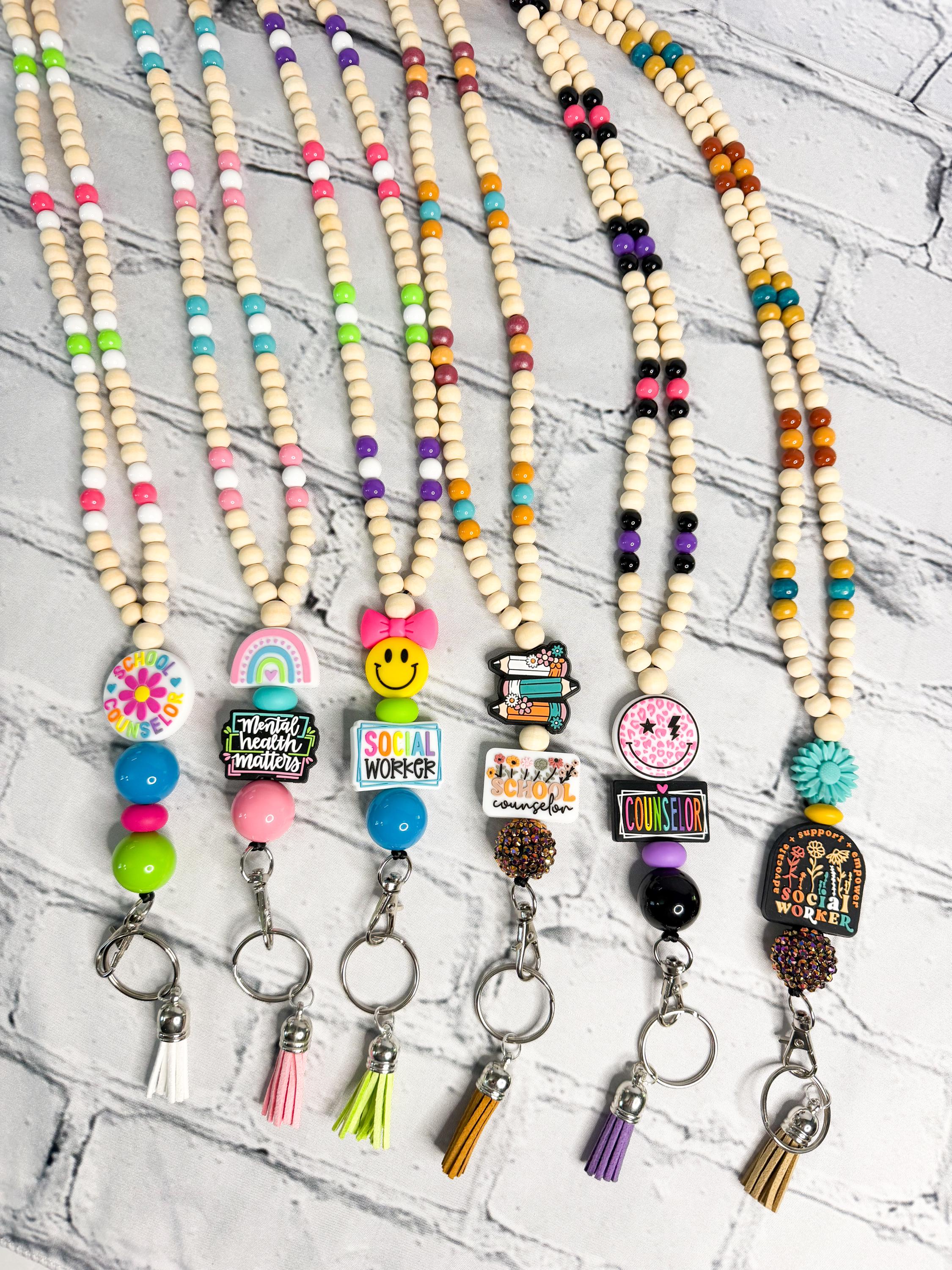 Mental Health Worker Beaded Lanyards Social Worker Counselor Therapist Breakaway Clasp School Badge Holder
