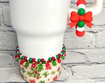 Christmas Bows Tumbler Accessories | Silicone Tumbler Boot | Topper | Cup Charm | Bracelets