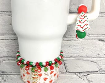 Christmas Tree Snack Cake Tumbler Accessories | Silicone Boot | Topper | Cup Charm | Bracelets
