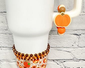 Fall Pumpkin | Tumbler Accessories | Boot | Handle Charm | Straw Topper | Beaded Bracelet Set | Great Gift Idea