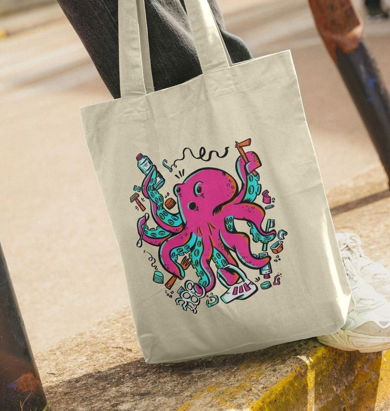 Ecofriendly Plastic Pollution Ocean Plastics Tote Bag, Sustainable