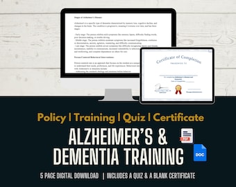 Alzheimer's and Dementia Training for Caregivers- includes Quiz & Certificate (Digital Download)