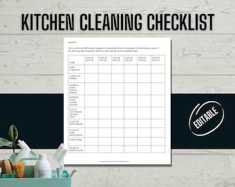 Kitchen Cleaning Checklist | To Do List | Monthly Tracker