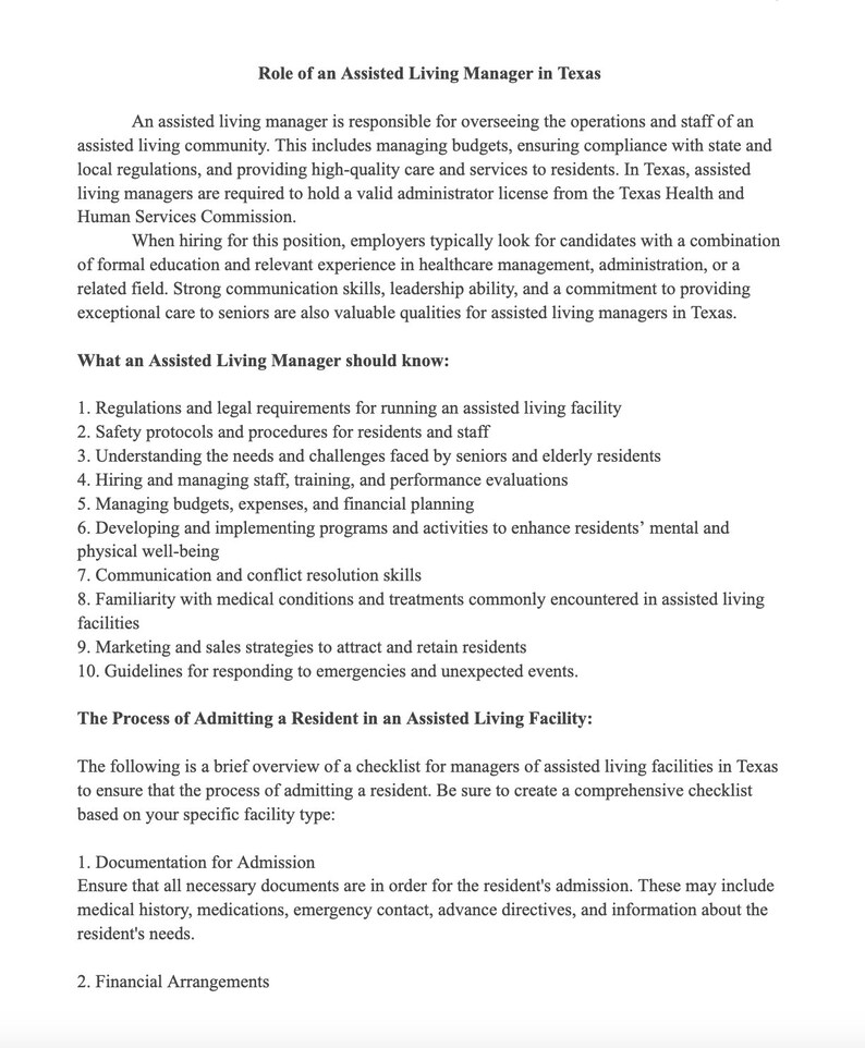 Assisted Living Manager's Quick Guide to Effectively Manage It All Etsy