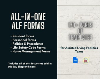 Assisted Living Forms-Resident, Personnel and Policy Templates (Digital Document)