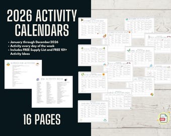 2026 Activity Calendars | 12 months | Senior Care