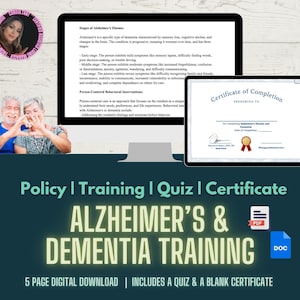 Digital Alzheimer&#39;s & Dementia care handbook, Comprehensive quiz, Digital handbook, Certificate of completion, Caregiver education