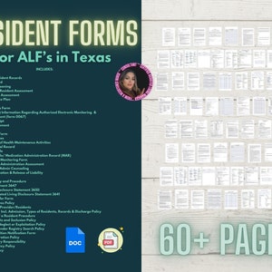 Comprehensive Resident Forms Kit | Assisted Living Facility Texas | Digital Resident Documents | Compliance and Care | Instant Download