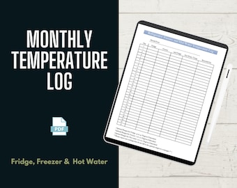 Healthcare Facility Temperature Log, Fridge Freezer Hot Water (Digital Document)