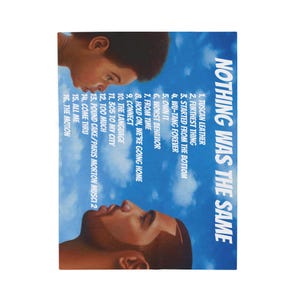 May include: Album cover art featuring two portraits of a person looking at each other against a blue background. The album title "NOTHING WAS THE SAME" is in white text. Song titles are listed vertically.