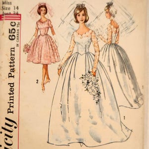Vintage 1960s wedding dress sewing pattern | Simplicity #4893 | Bust 34