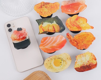 Cute Phone Grip Holder| Food Design | Sushi | Fried Chicken | Funny Phone Grip Universal Fit Holdable Grip Holder