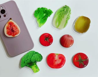 Cute Phone Grip Holder| Food Design | Vegan | Vegetables Phone Grip Universal Fit Holdable Grip Holder