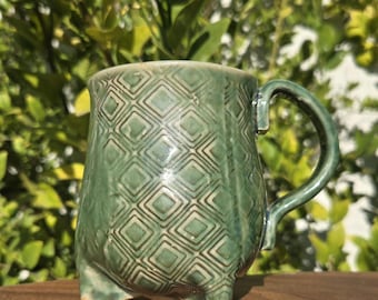 Large green Ceramic Coffee Cup