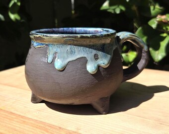 Handmade Cauldron Mug: Ceramic Stoneware, Witchy Kitchen Decor