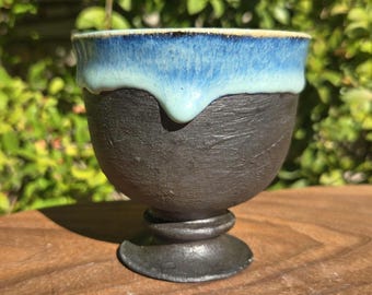 Handmade Ceramic Blue Goblet: Witchy Kitchen Decor