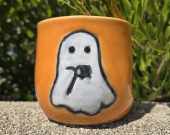 Handmade Porcelain Ghost Coffee Mug | Spooky Fall Kitchen Decor