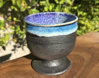 Handmade Ceramic Blue Goblet: Witchy Kitchen Decor, Fall Gift