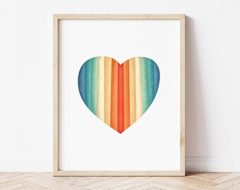 Pride Decor. Decor Wall Art Original. Inclusion Poster. Rainbow Heart Sign. Rainbow Stripes. Colorful Heart Sign. LGBTQ Decor.