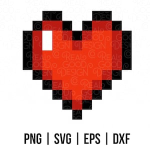 Heart Svg / Pixel Heart / 8 Bit Pixelated Heart Design / Valentines Heart SVG para gamers / Video Game Heart PNG / PS5 XBOX