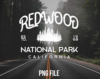 Redwood National Park PNG, Vintage California Crewneck Embroidered,  Oversized Sweatshirt. Hiker Gift, National Park Sweatshirt