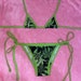 420 Weed, neon green, Marijuana print Tiny Bikini | Two Piece swimwear, cheeky bottoms or thong bikini style 