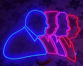 HUGE 40" Sopranos Mafia Inspired Neon LED Sign Group Outline Stugots Paulie Walnuts Gualtieri Tony Soprano