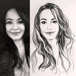 Handmålat porträtt från ditt foto, skannat och levererat digitalt till dig. Valfri storlek. bild 1